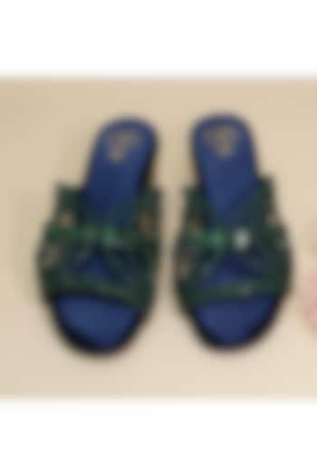 Green Synthetic Leather Heels by Sana K Luxurious Footwear at Pernia's Pop Up Shop