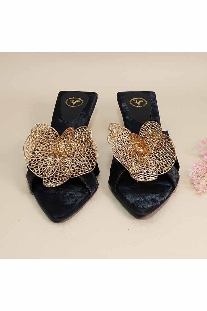 Black Synthetic Leather Heels by Sana K Luxurious Footwear at Pernia's Pop Up Shop