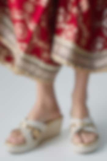Beige Faux Leather Heels by Sana K Luxurious Footwear at Pernia's Pop Up Shop