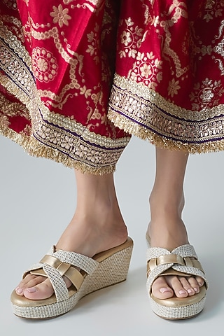 Beige Faux Leather Heels by Sana K Luxurious Footwear