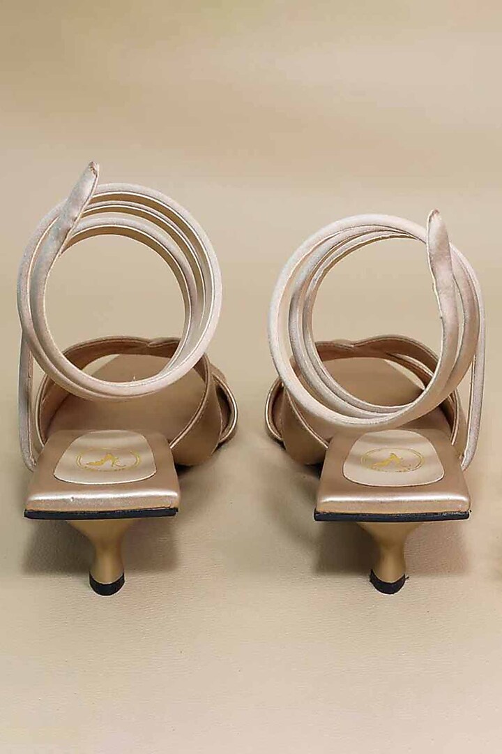 Beige Synthetic Leather Kitten Heels by Sana K Luxurious Footwear at Pernia's Pop Up Shop