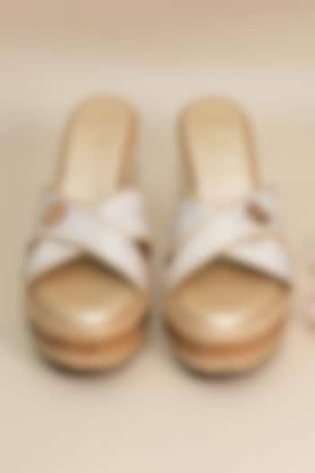 Beige Synthetic Leather Wedges by Sana K Luxurious Footwear at Pernia's Pop Up Shop