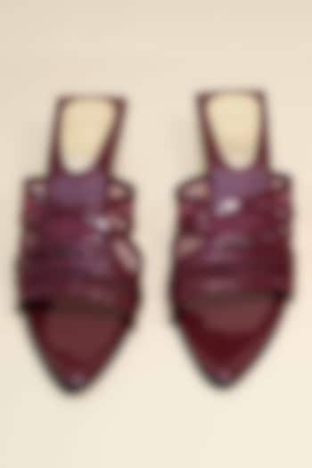 Burgundy Synthetic Patent Leather Heels by Sana K Luxurious Footwear at Pernia's Pop Up Shop