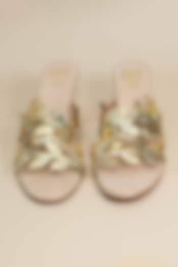 Gold Metallic Synthetic Leather Wedges by Sana K Luxurious Footwear at Pernia's Pop Up Shop