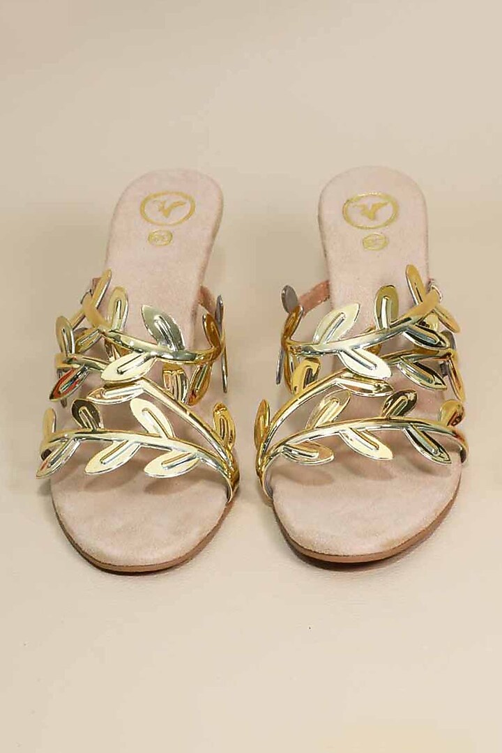 Gold Metallic Synthetic Leather Wedges by Sana K Luxurious Footwear at Pernia's Pop Up Shop