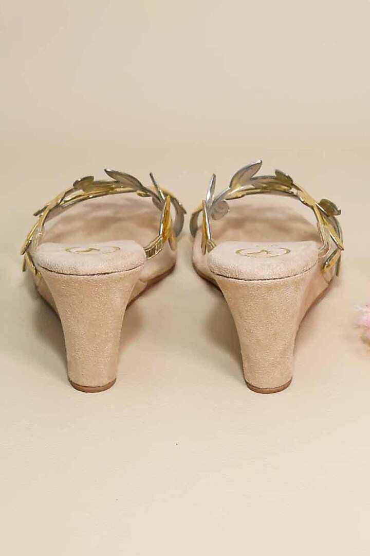 Gold Metallic Synthetic Leather Wedges by Sana K Luxurious Footwear at Pernia's Pop Up Shop