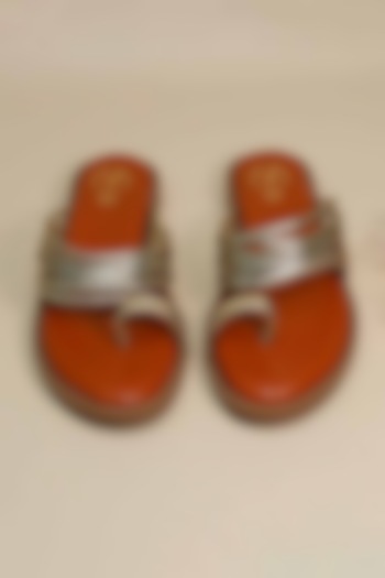 Gold Synthetic Leather Flats by Sana K Luxurious Footwear at Pernia's Pop Up Shop