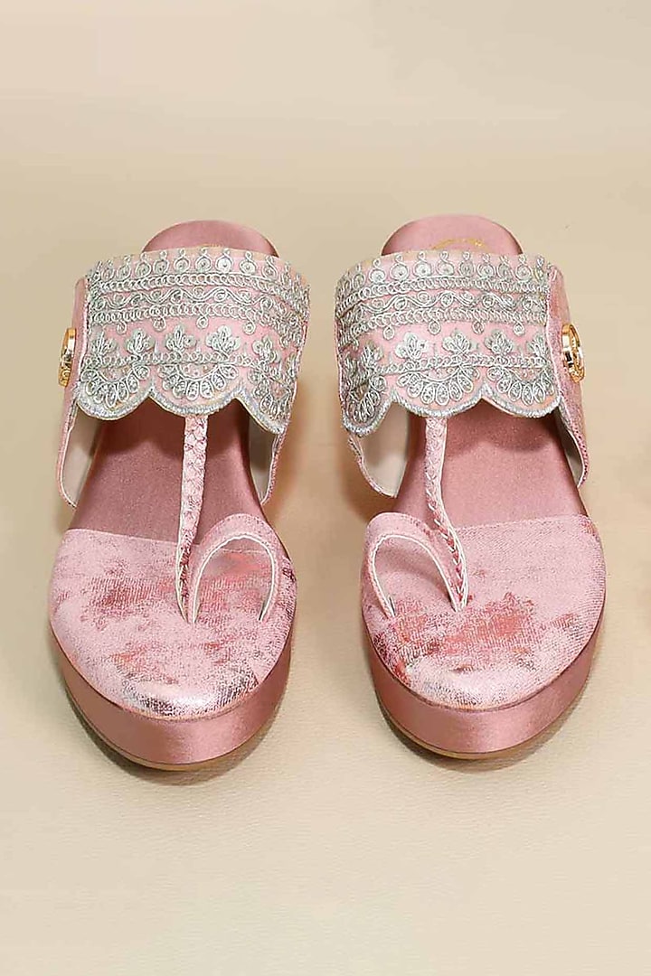 Pink Synthetic Leather Wedges by Sana K Luxurious Footwear at Pernia's Pop Up Shop