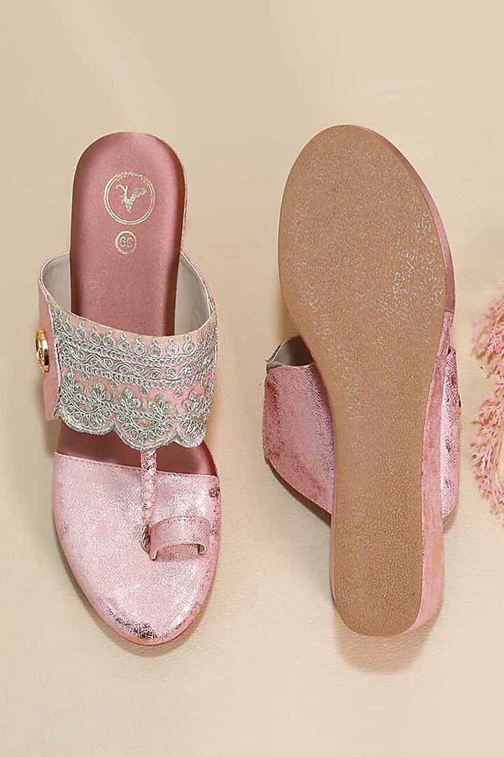 Pink Synthetic Leather Wedges by Sana K Luxurious Footwear at Pernia's Pop Up Shop