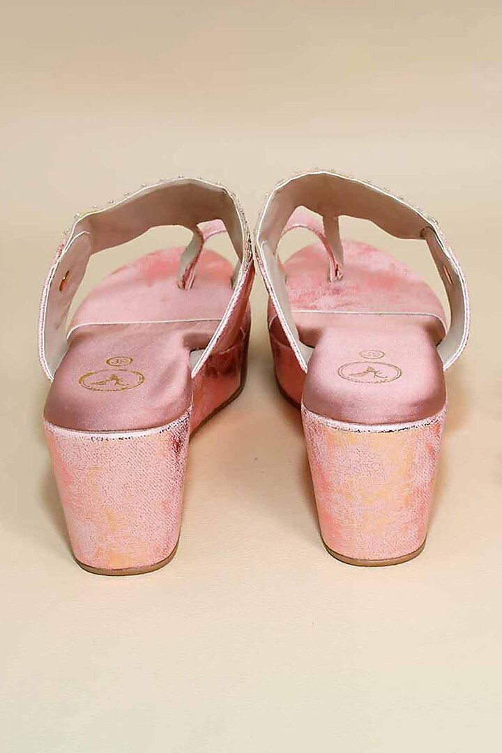 Pink Synthetic Leather Wedges by Sana K Luxurious Footwear at Pernia's Pop Up Shop