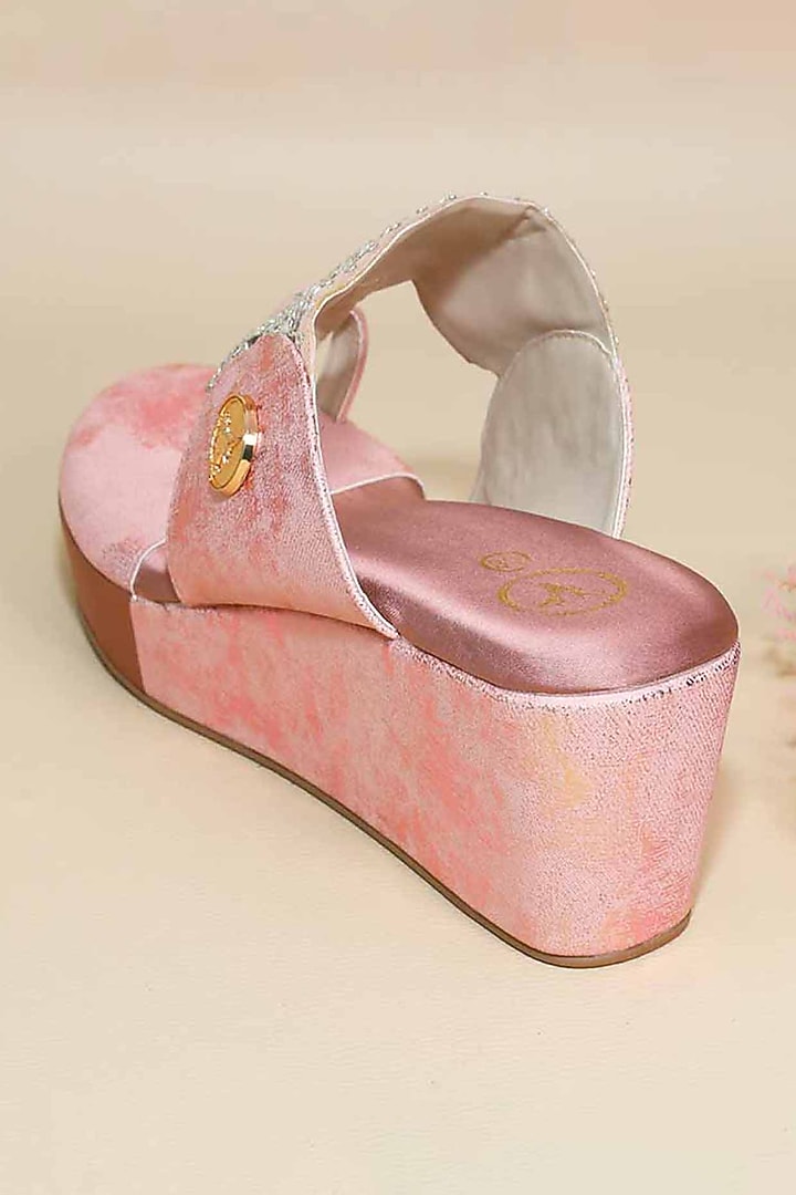 Pink Synthetic Leather Wedges by Sana K Luxurious Footwear at Pernia's Pop Up Shop