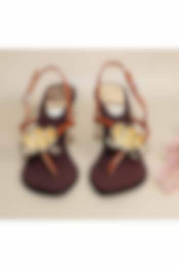 Brown Synthetic Leather Heels by Sana K Luxurious Footwear at Pernia's Pop Up Shop