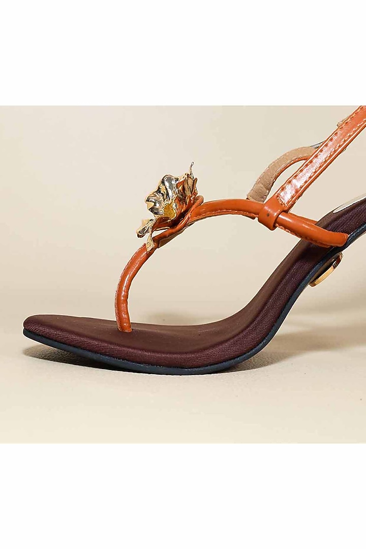 Brown Synthetic Leather Heels by Sana K Luxurious Footwear at Pernia's Pop Up Shop