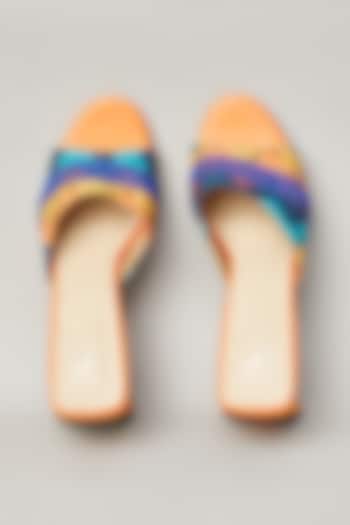 Orange Pu Faux Leather Heels by Sana K Luxurious Footwear at Pernia's Pop Up Shop