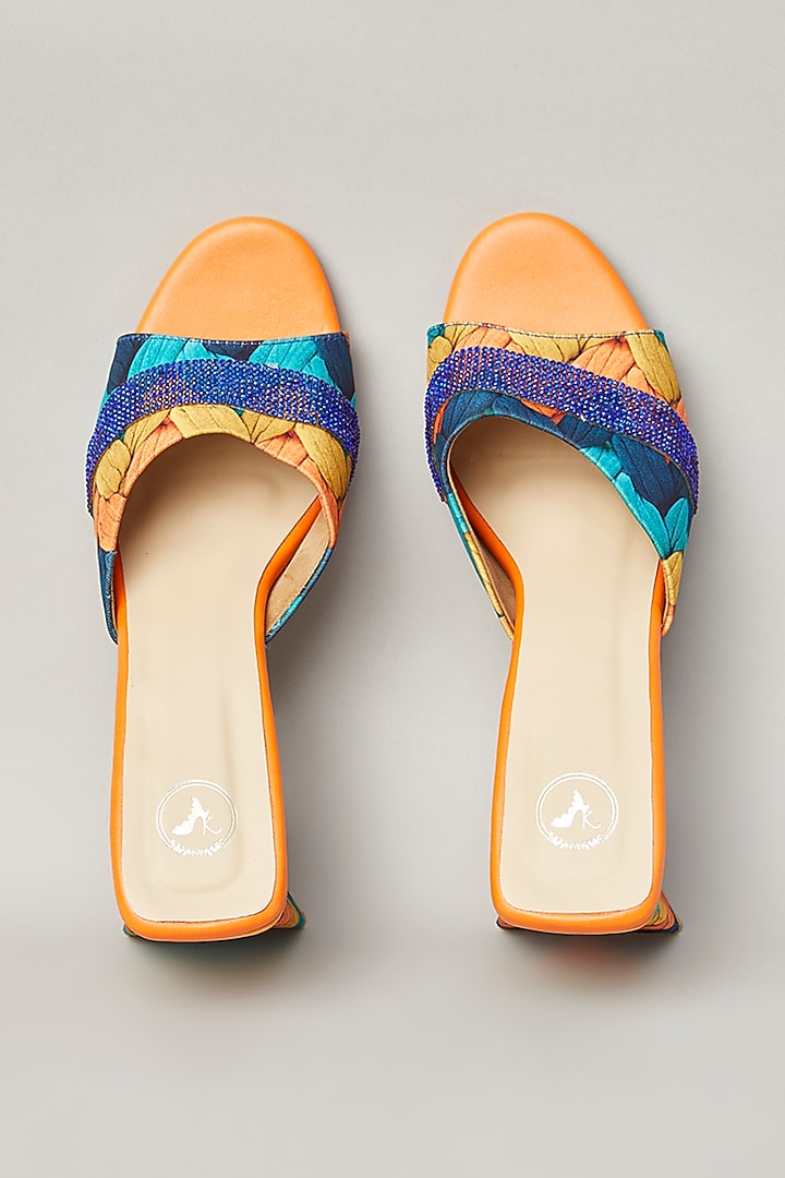 Orange Pu Faux Leather Heels by Sana K Luxurious Footwear at Pernia's Pop Up Shop