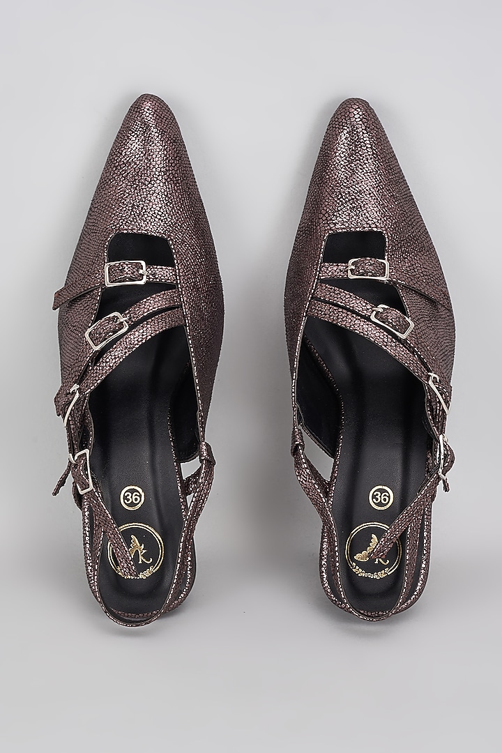 Bronze Vegan Synthetic Heels by Sana K Luxurious Footwear