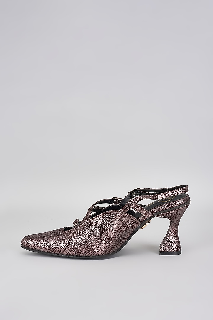 Bronze Vegan Synthetic Heels by Sana K Luxurious Footwear at Pernia's Pop Up Shop