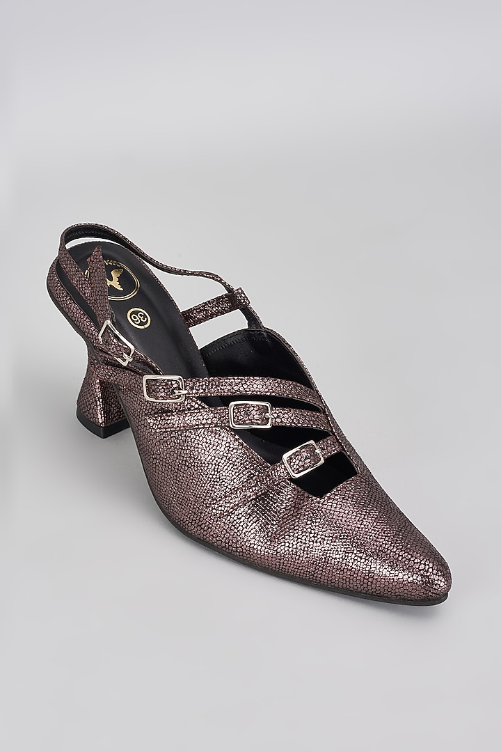 Bronze Vegan Synthetic Heels by Sana K Luxurious Footwear at Pernia's Pop Up Shop