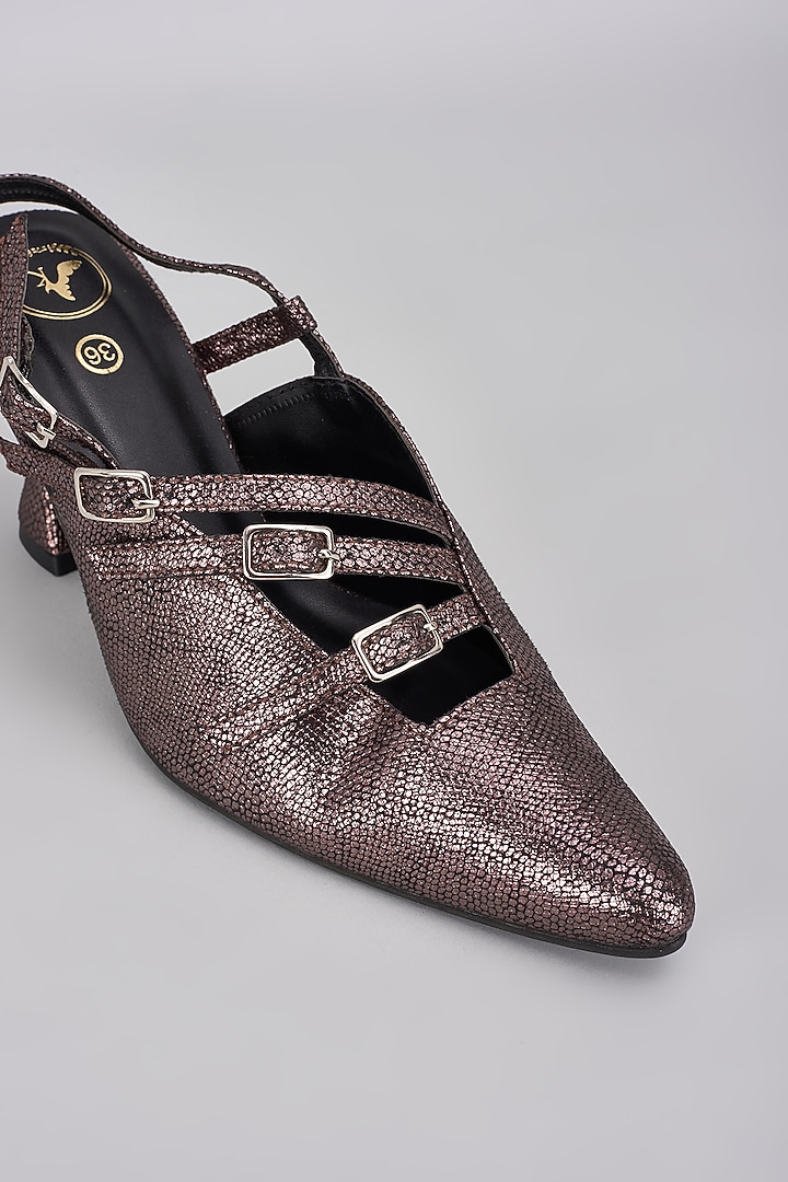 Bronze Vegan Synthetic Heels by Sana K Luxurious Footwear at Pernia's Pop Up Shop