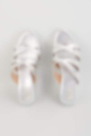 Silver PU Leather & Synthetic Leather Wedges by Sana K Luxurious Footwear at Pernia's Pop Up Shop