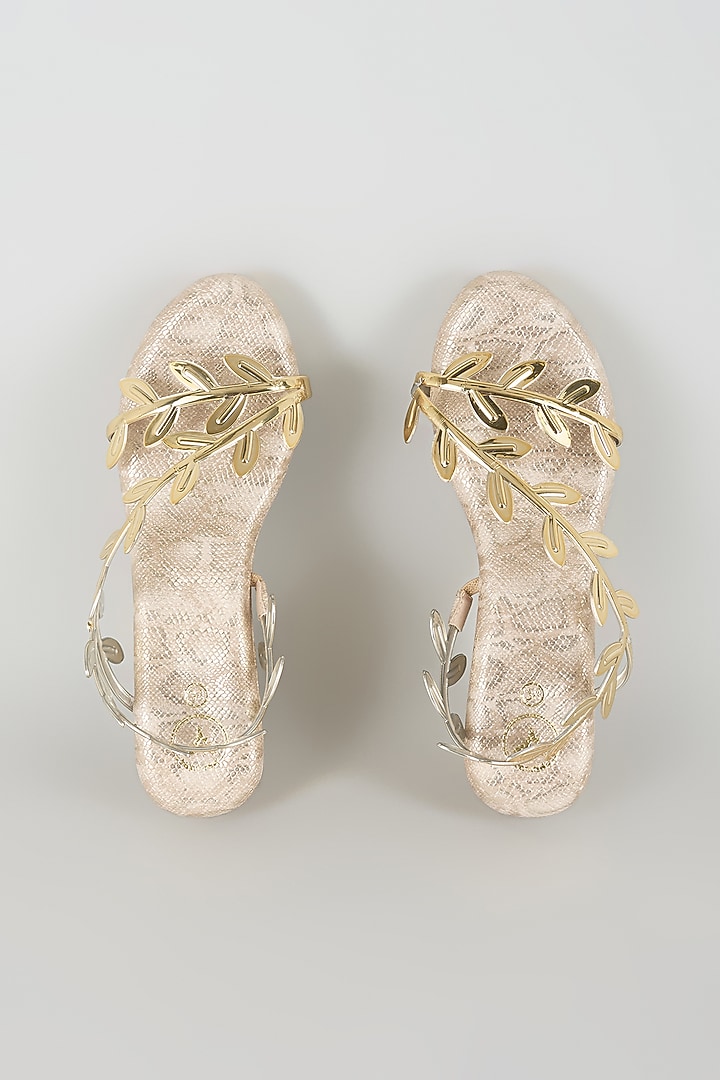 Gold Faux Leather Wedges by Sana K Luxurious Footwear at Pernia's Pop Up Shop