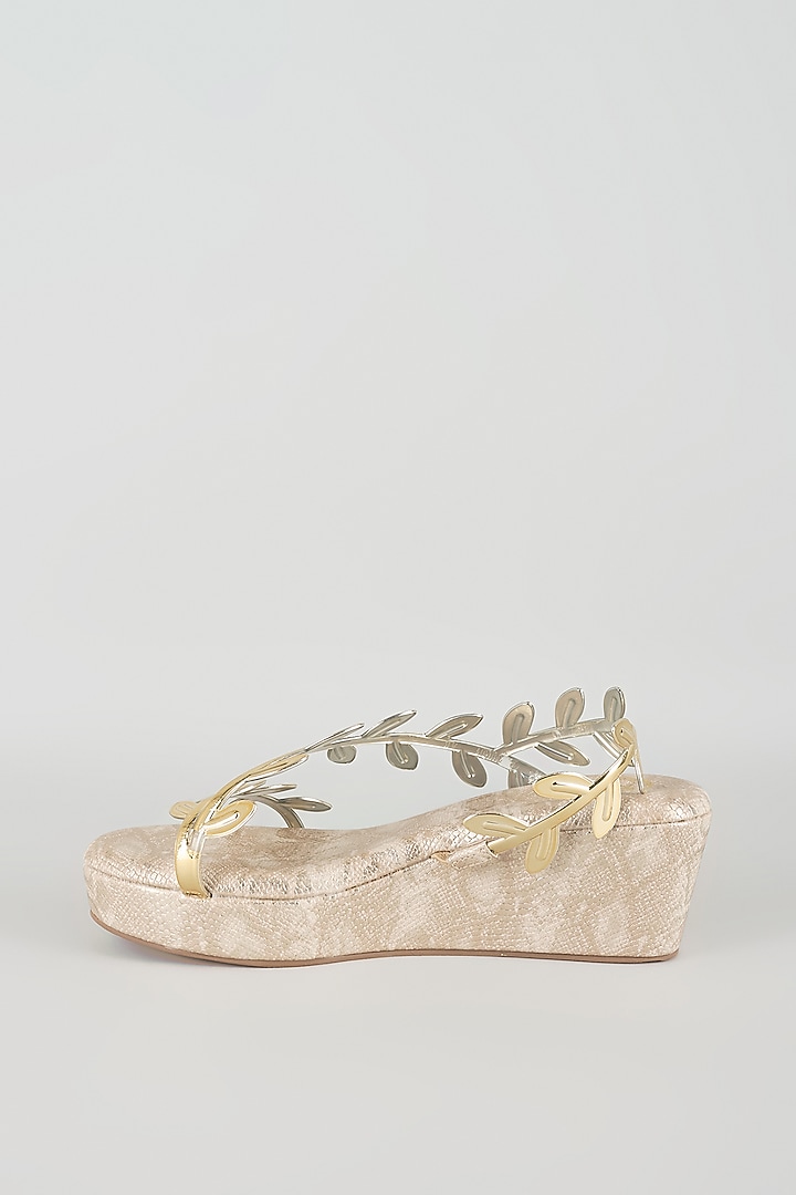 Gold Faux Leather Wedges by Sana K Luxurious Footwear at Pernia's Pop Up Shop