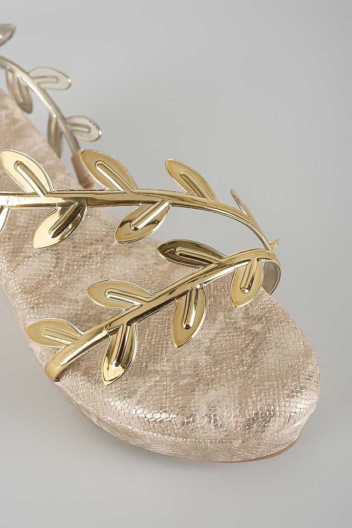 Gold Faux Leather Wedges by Sana K Luxurious Footwear at Pernia's Pop Up Shop