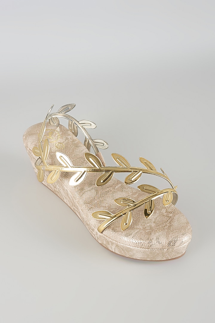 Gold Faux Leather Wedges by Sana K Luxurious Footwear at Pernia's Pop Up Shop