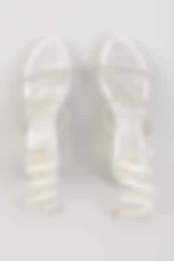Silver PU Leather & Synthetic Leather Wedges by Sana K Luxurious Footwear at Pernia's Pop Up Shop