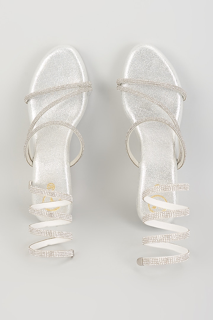 Silver PU Leather & Synthetic Leather Wedges by Sana K Luxurious Footwear at Pernia's Pop Up Shop