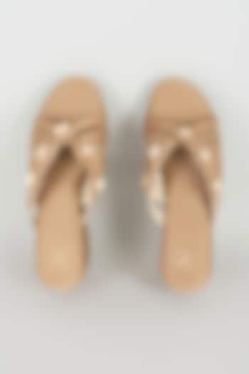Biscuit-Colored Faux Leather Wedges by Sana K Luxurious Footwear at Pernia's Pop Up Shop