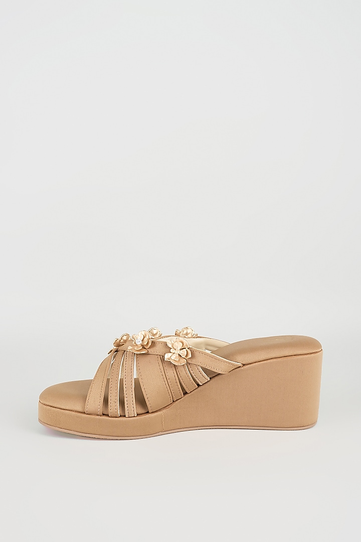 Biscuit-Colored Faux Leather Wedges by Sana K Luxurious Footwear at Pernia's Pop Up Shop