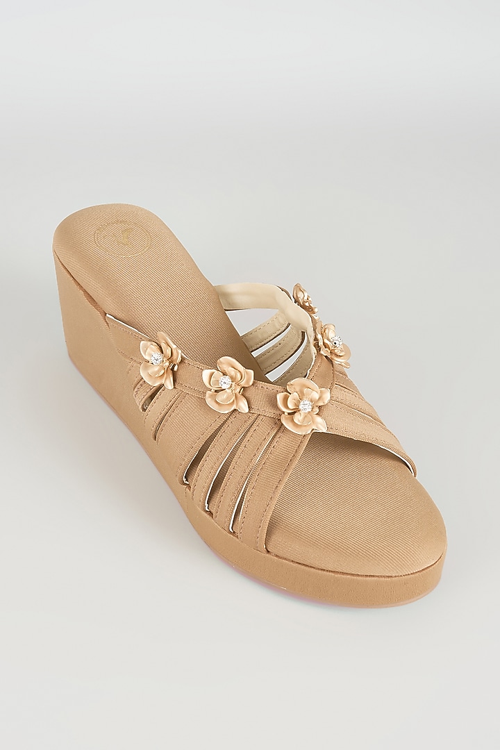 Biscuit-Colored Faux Leather Wedges by Sana K Luxurious Footwear at Pernia's Pop Up Shop