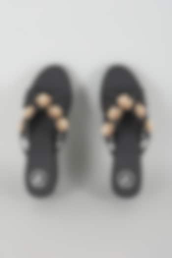 Black Faux Leather Wedges by Sana K Luxurious Footwear at Pernia's Pop Up Shop