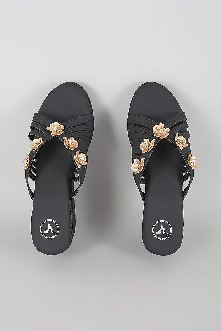 Black Faux Leather Wedges by Sana K Luxurious Footwear at Pernia's Pop Up Shop