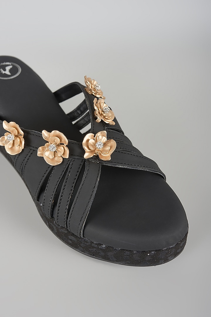 Black Faux Leather Wedges by Sana K Luxurious Footwear at Pernia's Pop Up Shop