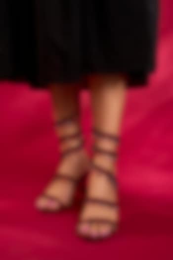 Red PU & Synthetic Leather Panther Heels by Sana K Luxurious Footwear at Pernia's Pop Up Shop