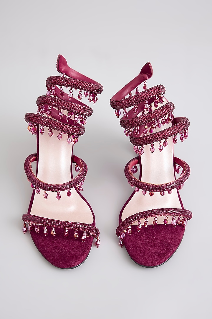 Red PU & Synthetic Leather Panther Heels by Sana K Luxurious Footwear at Pernia's Pop Up Shop