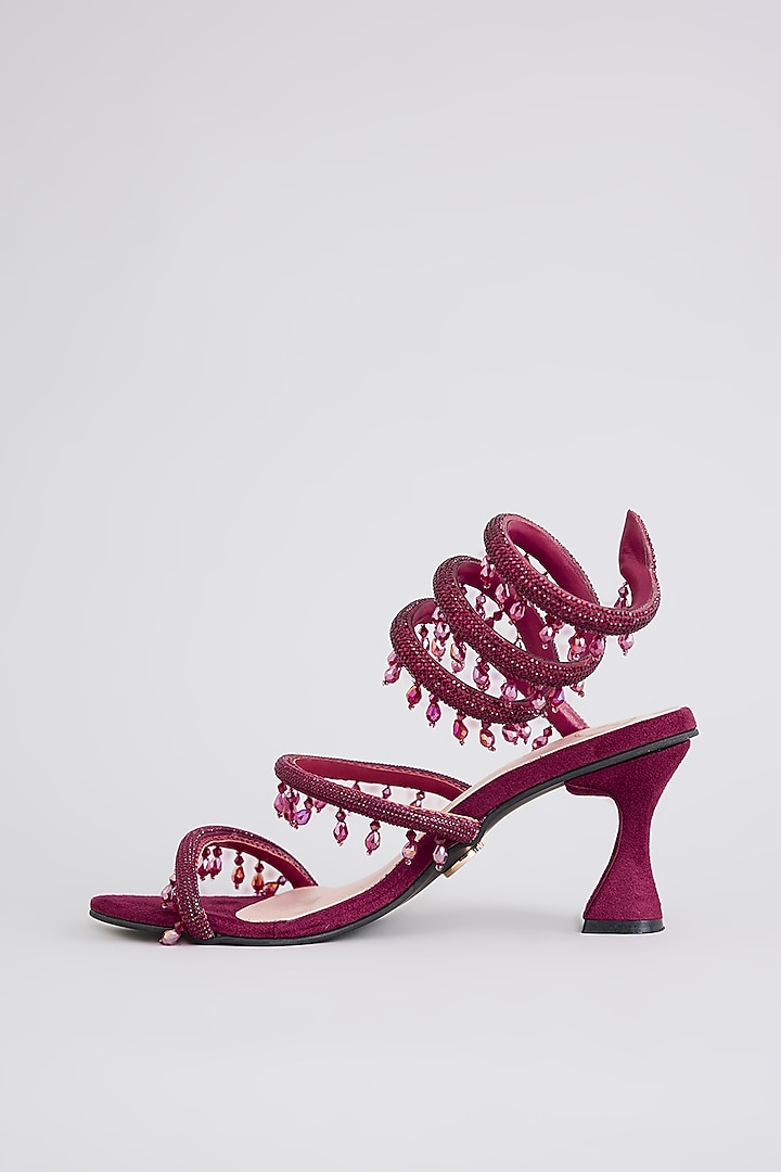 Red PU & Synthetic Leather Panther Heels by Sana K Luxurious Footwear at Pernia's Pop Up Shop