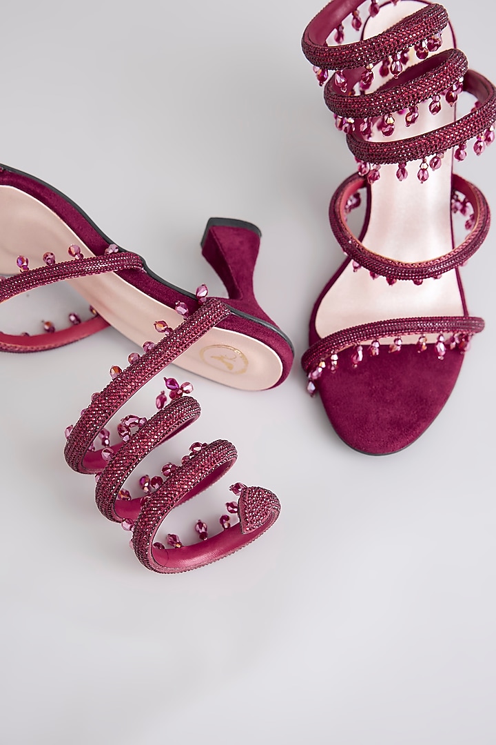Red PU & Synthetic Leather Panther Heels by Sana K Luxurious Footwear at Pernia's Pop Up Shop