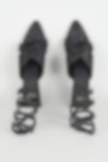 Black Faux Leather Kitten Heels by Sana K Luxurious Footwear at Pernia's Pop Up Shop