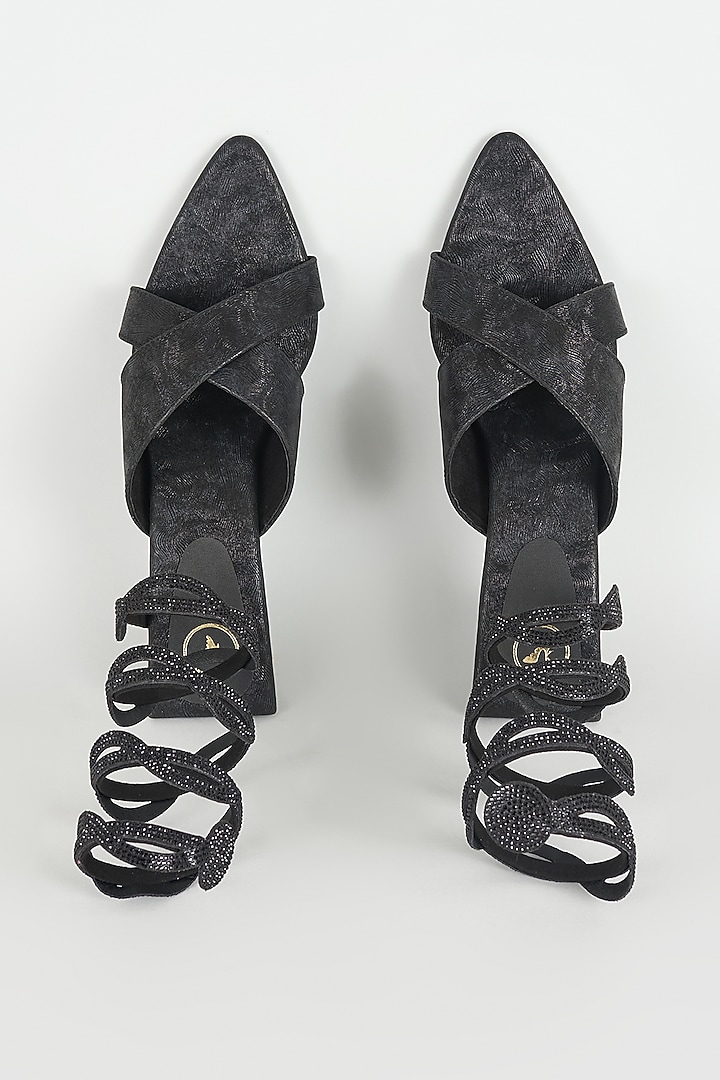 Black Faux Leather Kitten Heels by Sana K Luxurious Footwear at Pernia's Pop Up Shop