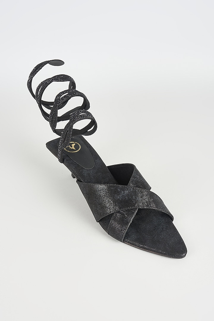 Black Faux Leather Kitten Heels by Sana K Luxurious Footwear at Pernia's Pop Up Shop