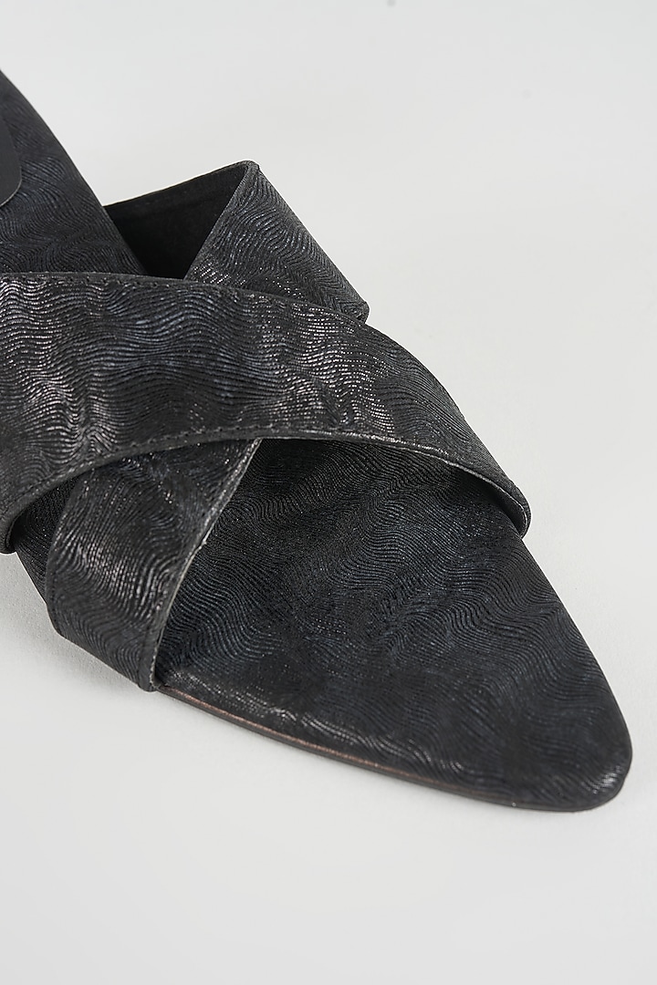 Black Faux Leather Kitten Heels by Sana K Luxurious Footwear at Pernia's Pop Up Shop