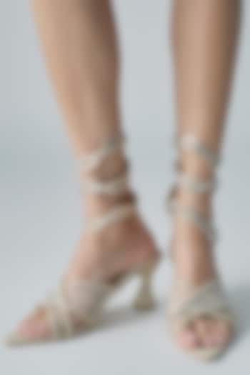 Gold Faux Leather Heels by Sana K Luxurious Footwear at Pernia's Pop Up Shop