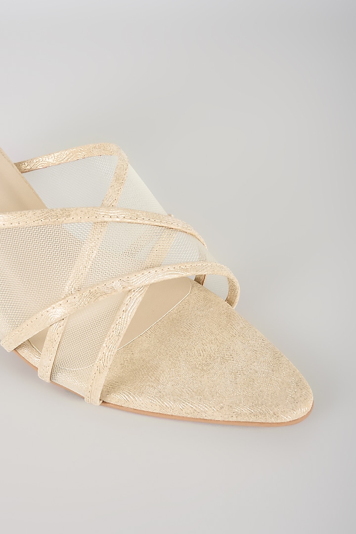 Gold Faux Leather Heels by Sana K Luxurious Footwear at Pernia's Pop Up Shop