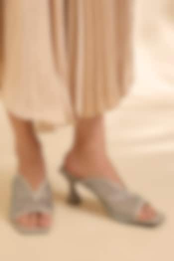 Gold Faux Leather Heels by Sana K Luxurious Footwear at Pernia's Pop Up Shop
