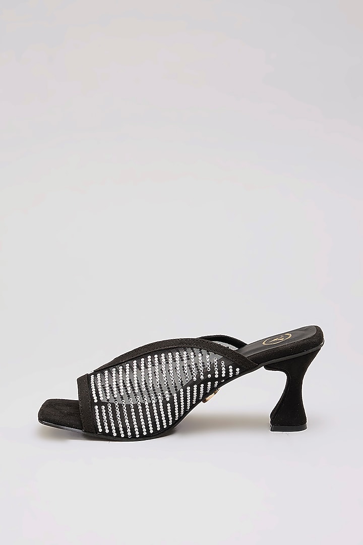 Black Synthetic Leather & PU Leather Heels by Sana K Luxurious Footwear at Pernia's Pop Up Shop