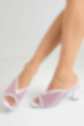 White Synthetic Leather & PU Leather Heels by Sana K Luxurious Footwear at Pernia's Pop Up Shop