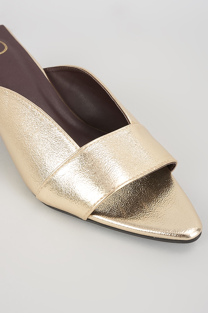 Gold PU Leather & Synthetic Leather Kitten Heels by Sana K Luxurious Footwear at Pernia's Pop Up Shop
